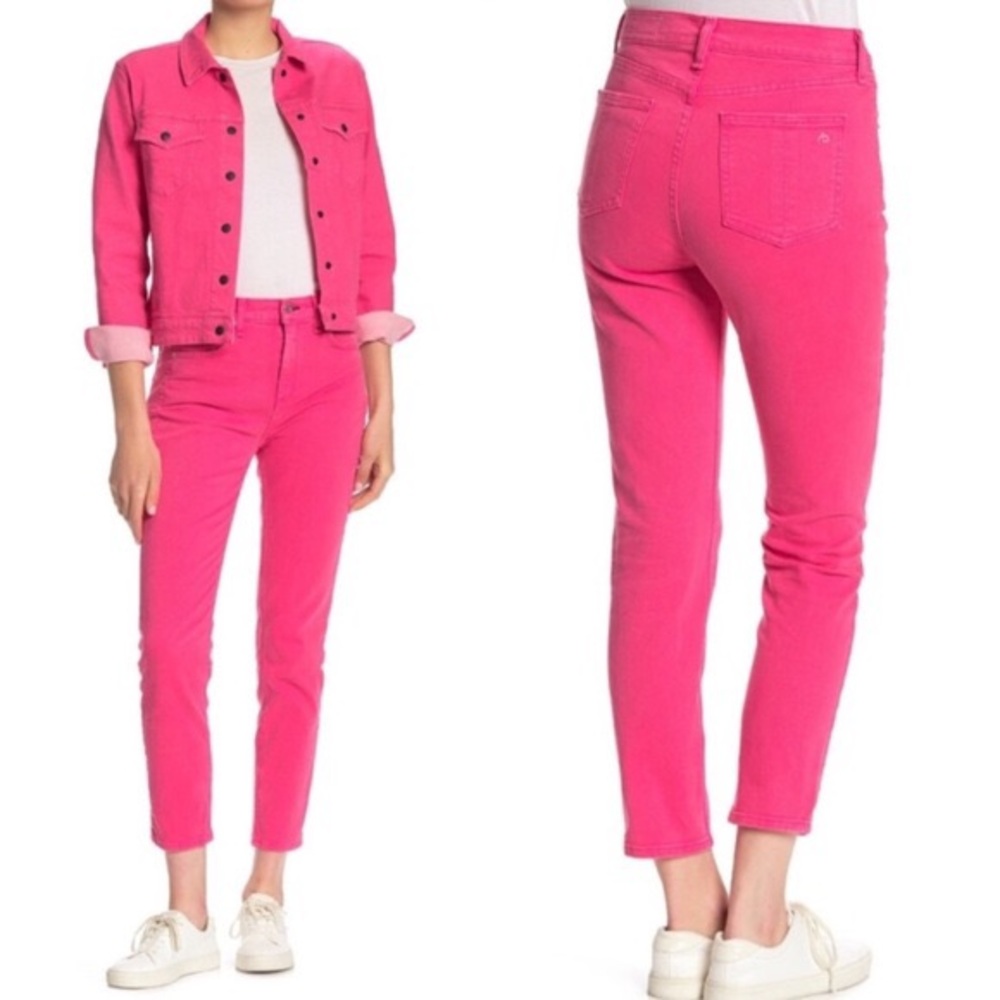 Rag & Bone High-Rise Straight Leg Jeans Bull Pink